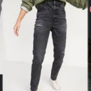 OLD NAVY High Rise O.G. Straight Ripped Black Jeans for Women